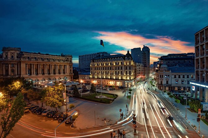 Bucharest Evening Tour and Traditional Dinner - 3 hours - University Square, the National Theatre, and the Intercontinental backdrop