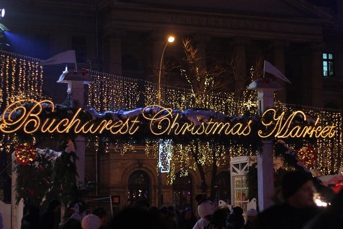 Bucharest: Tour of Christmas traditions & decorations - Stop 1: National Theatre Ion Luca Caragiale and the boulevard decorations